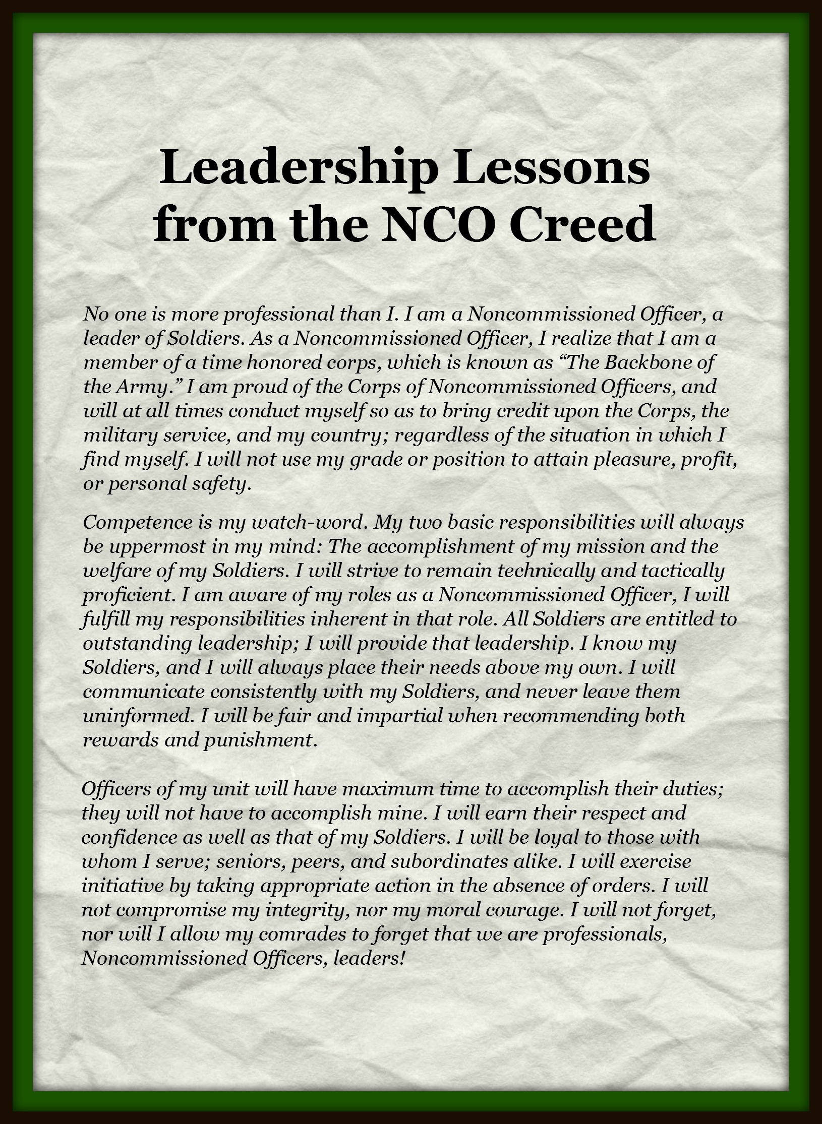 Military leadership essay